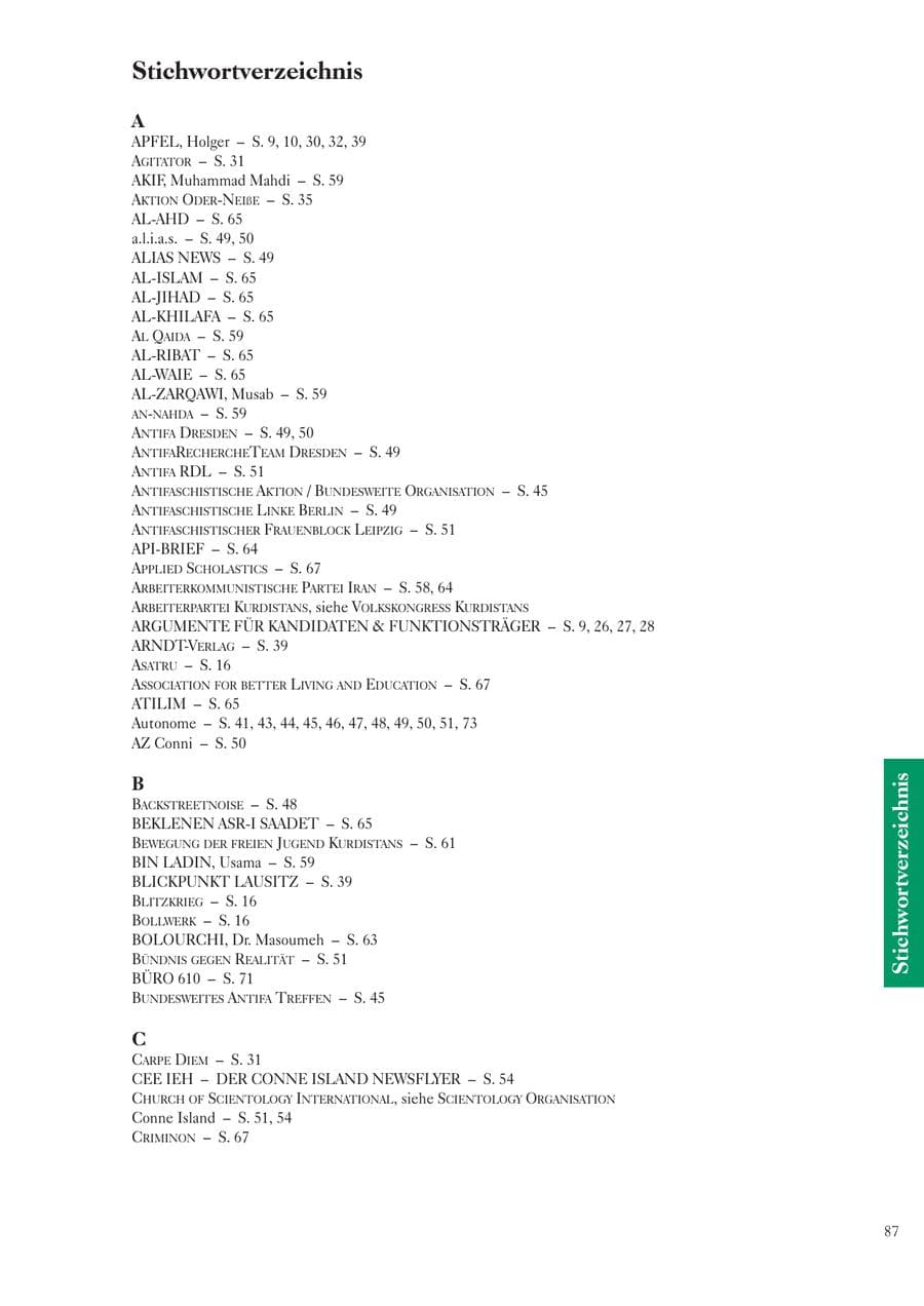 Seite 89 des Verfassungsschutzbericht 2006 Sachsen