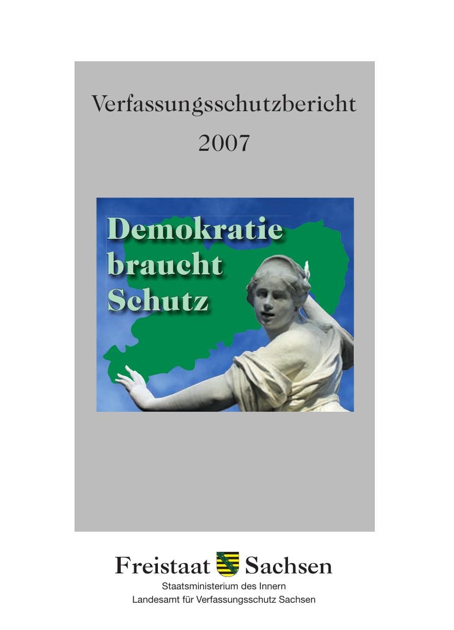 Seite 1 des Verfassungsschutzbericht 2007 Sachsen