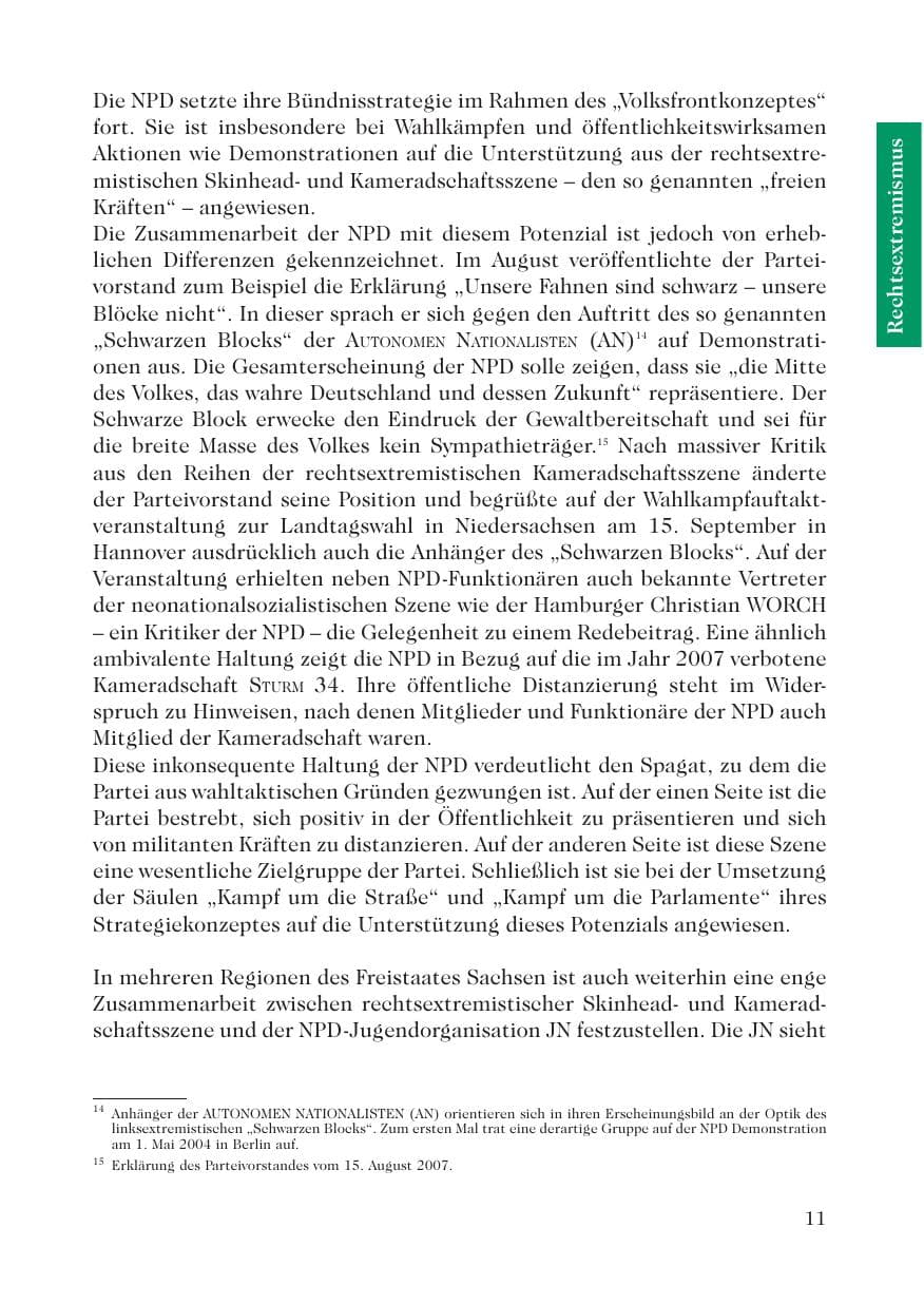 Seite 13 des Verfassungsschutzbericht 2007 Sachsen