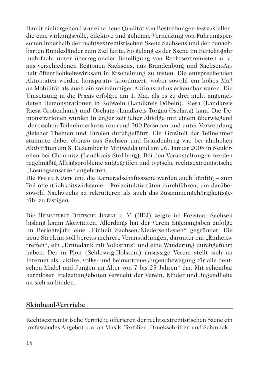 Seite 20 des Verfassungsschutzbericht 2007 Sachsen