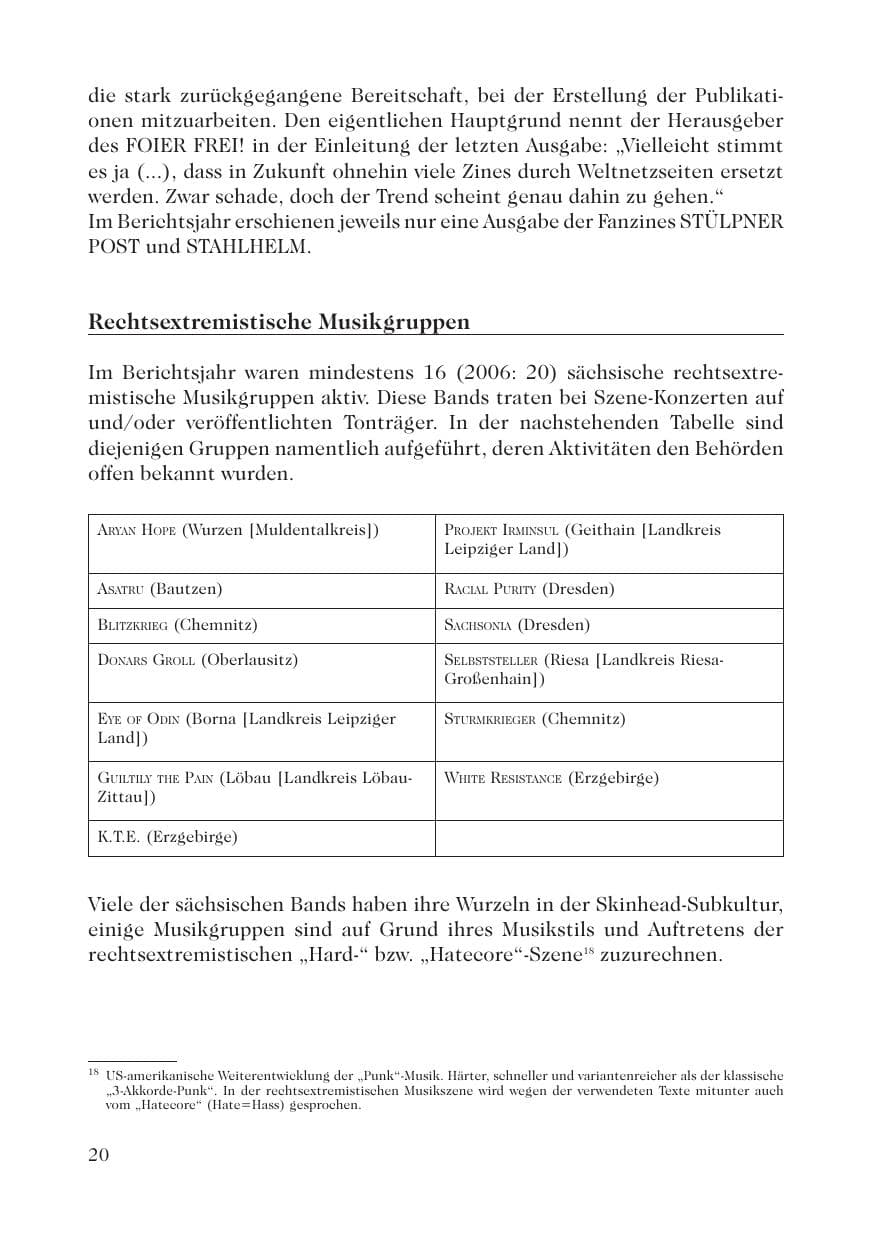 Seite 22 des Verfassungsschutzbericht 2007 Sachsen