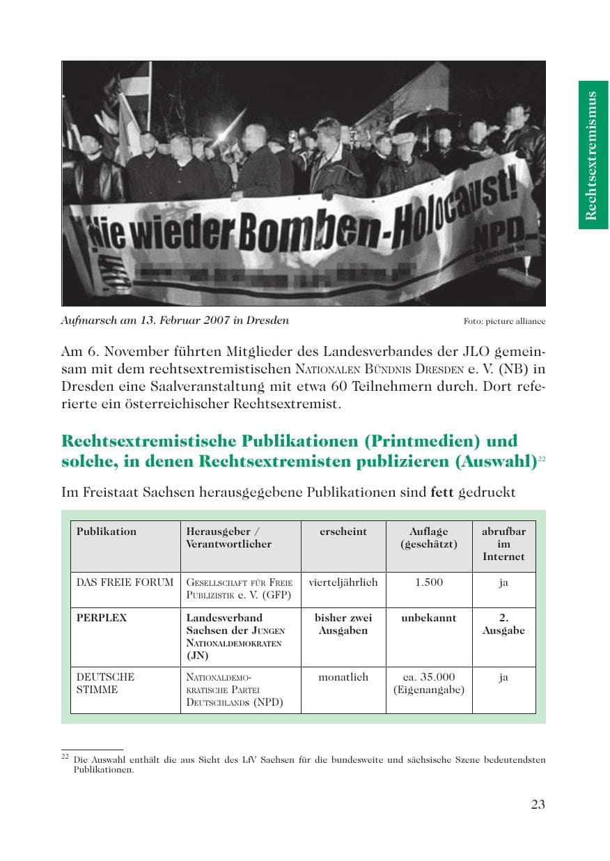 Seite 25 des Verfassungsschutzbericht 2007 Sachsen