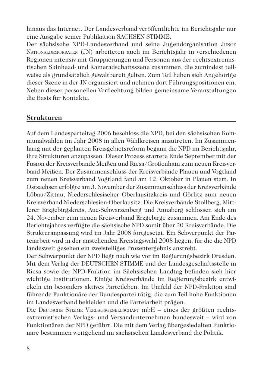 Seite 10 des Verfassungsschutzbericht 2007 Sachsen