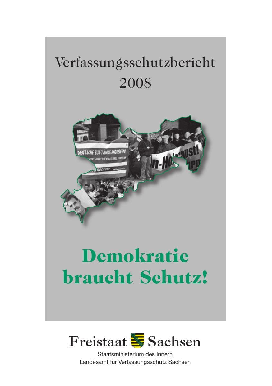 Seite 1 des Verfassungsschutzbericht 2008 Sachsen