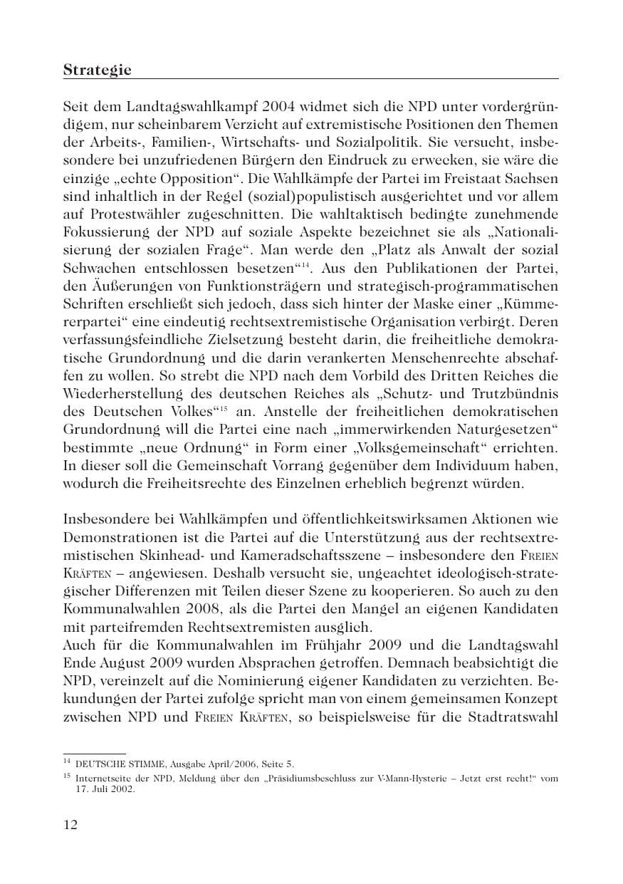 Seite 14 des Verfassungsschutzbericht 2008 Sachsen