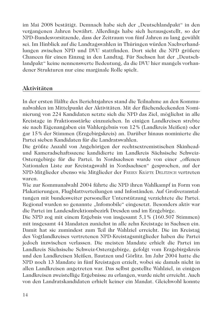 Seite 16 des Verfassungsschutzbericht 2008 Sachsen