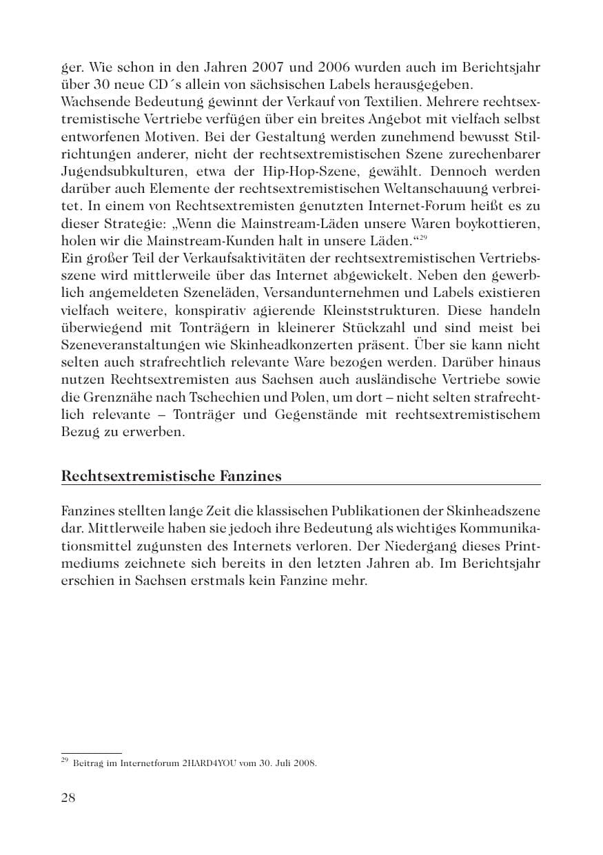 Seite 30 des Verfassungsschutzbericht 2008 Sachsen