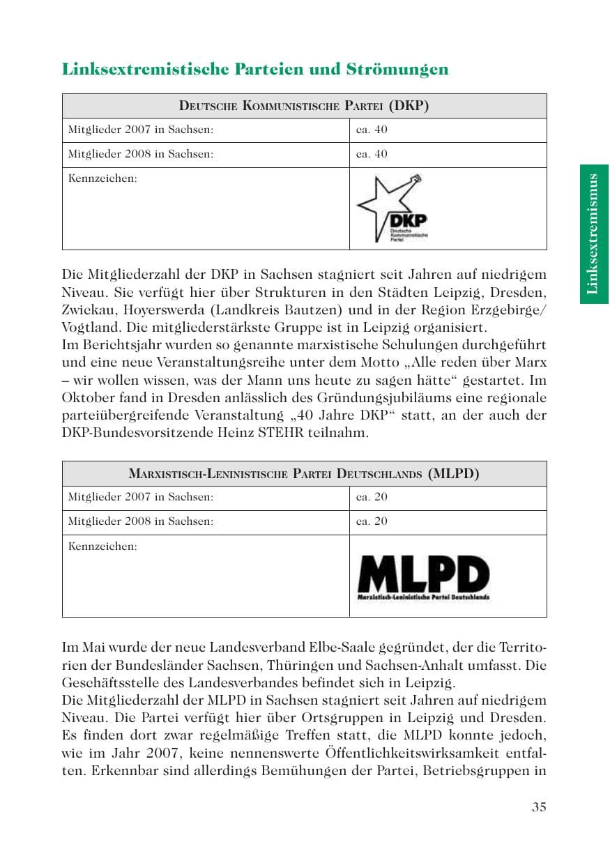 Seite 37 des Verfassungsschutzbericht 2008 Sachsen