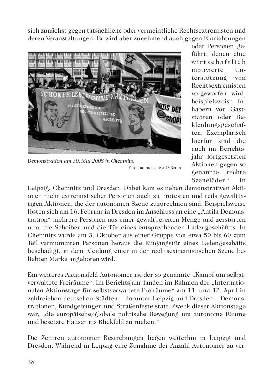 Seite 40 des Verfassungsschutzbericht 2008 Sachsen