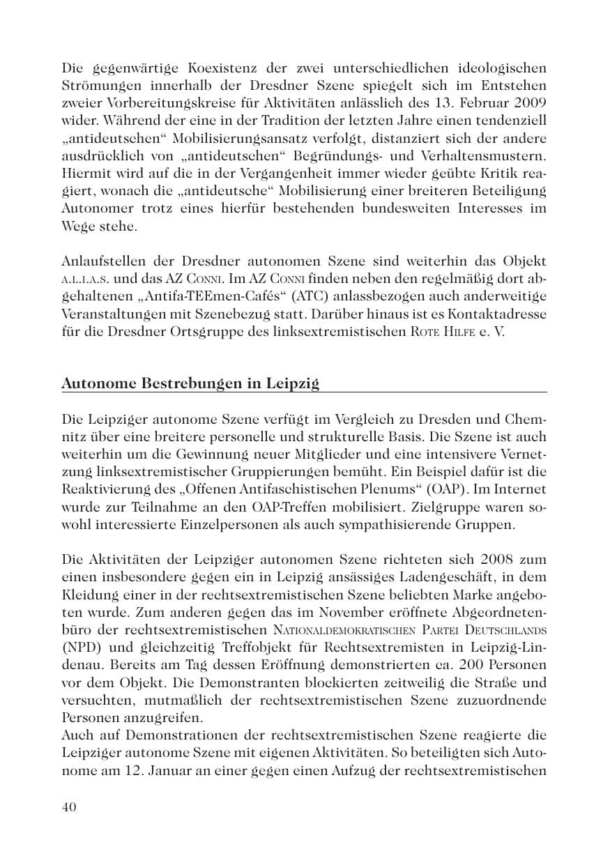 Seite 42 des Verfassungsschutzbericht 2008 Sachsen