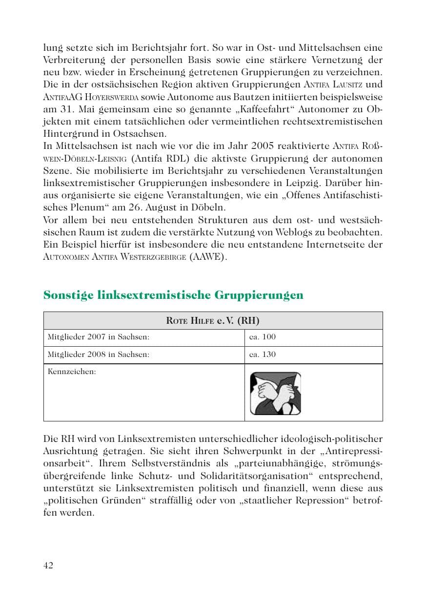 Seite 44 des Verfassungsschutzbericht 2008 Sachsen