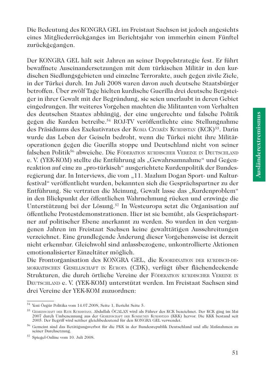 Seite 53 des Verfassungsschutzbericht 2008 Sachsen