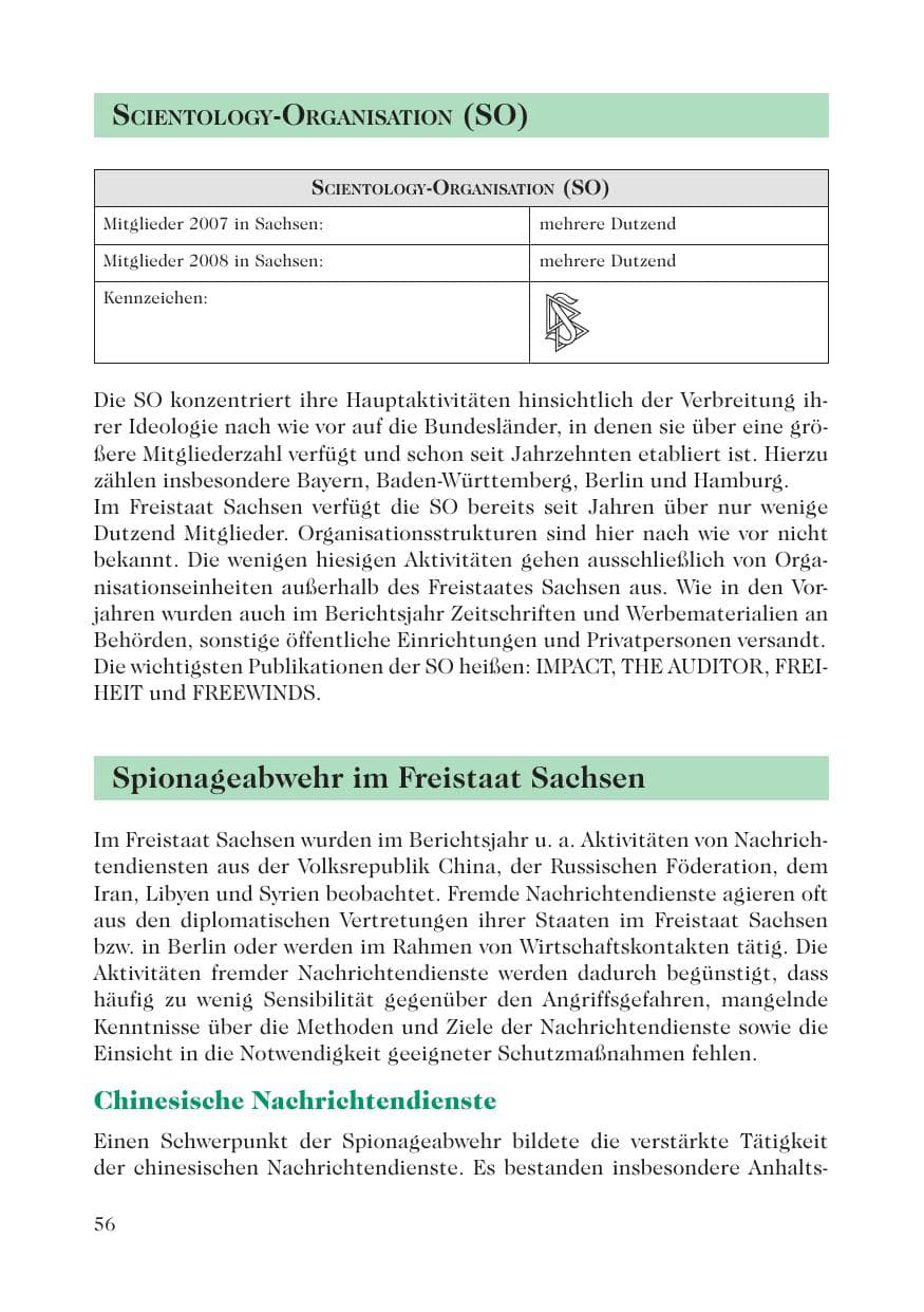 Seite 58 des Verfassungsschutzbericht 2008 Sachsen