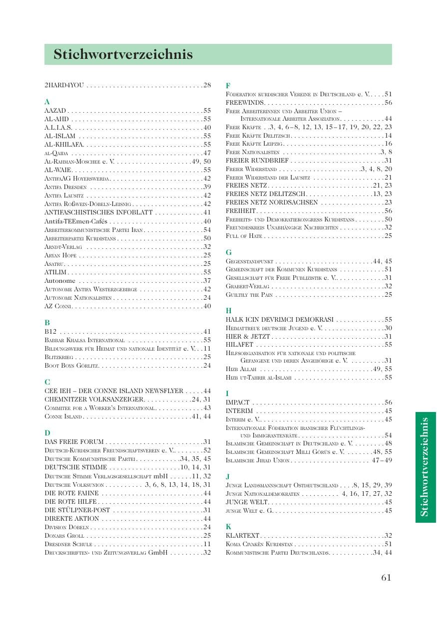 Seite 63 des Verfassungsschutzbericht 2008 Sachsen