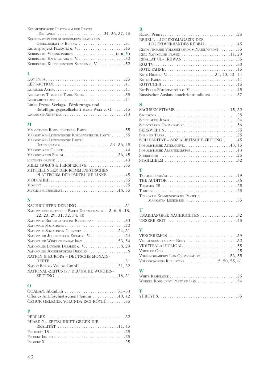 Seite 64 des Verfassungsschutzbericht 2008 Sachsen
