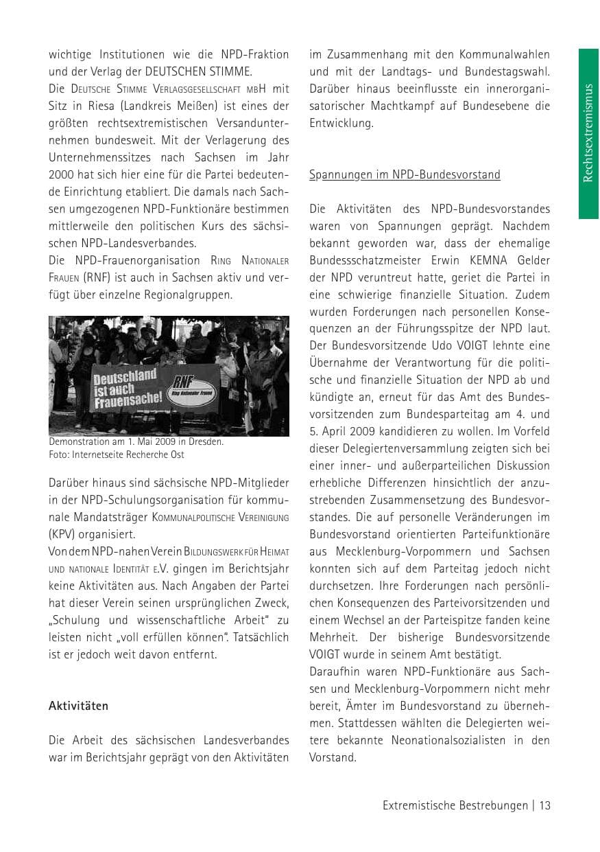 Seite 15 des Verfassungsschutzbericht 2009 Sachsen