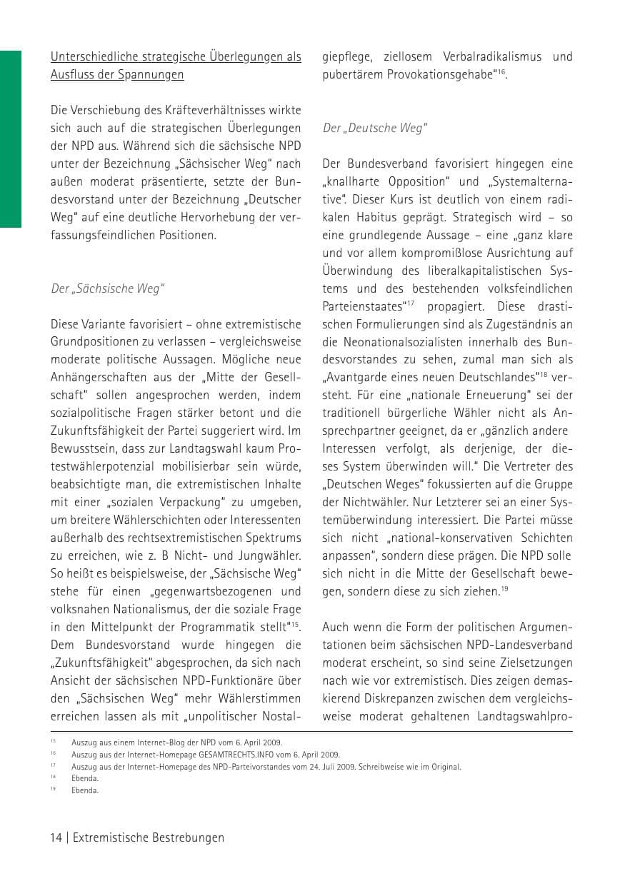 Seite 16 des Verfassungsschutzbericht 2009 Sachsen