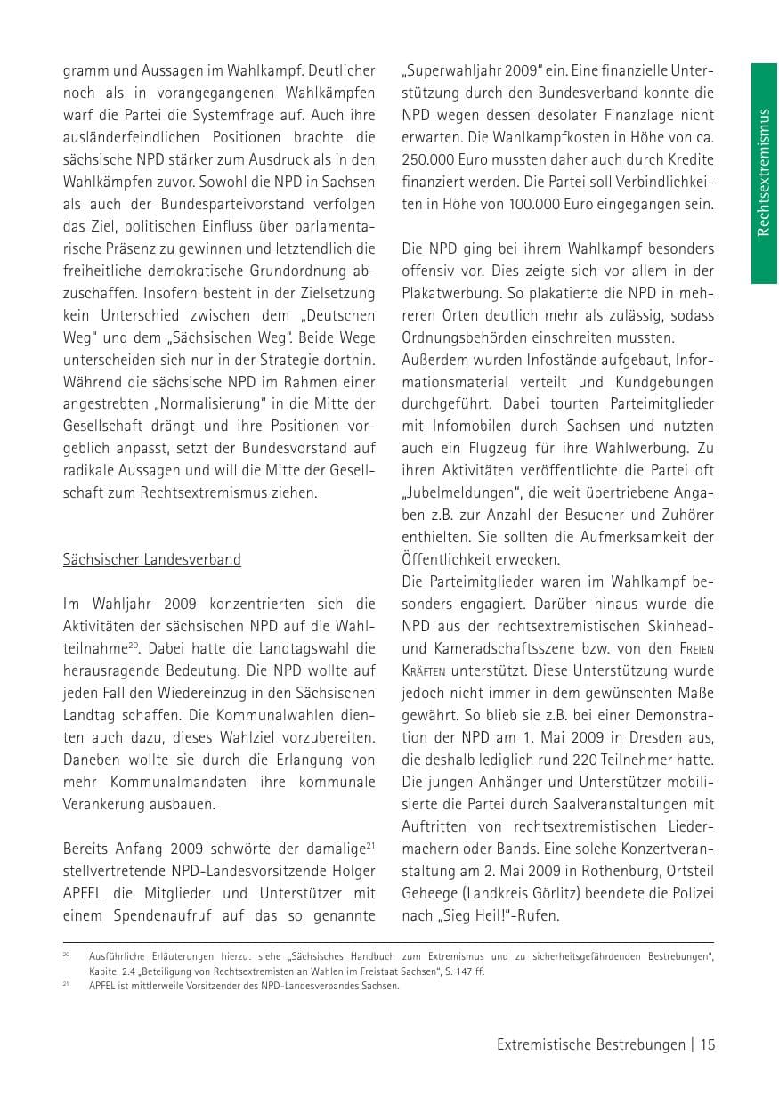 Seite 17 des Verfassungsschutzbericht 2009 Sachsen