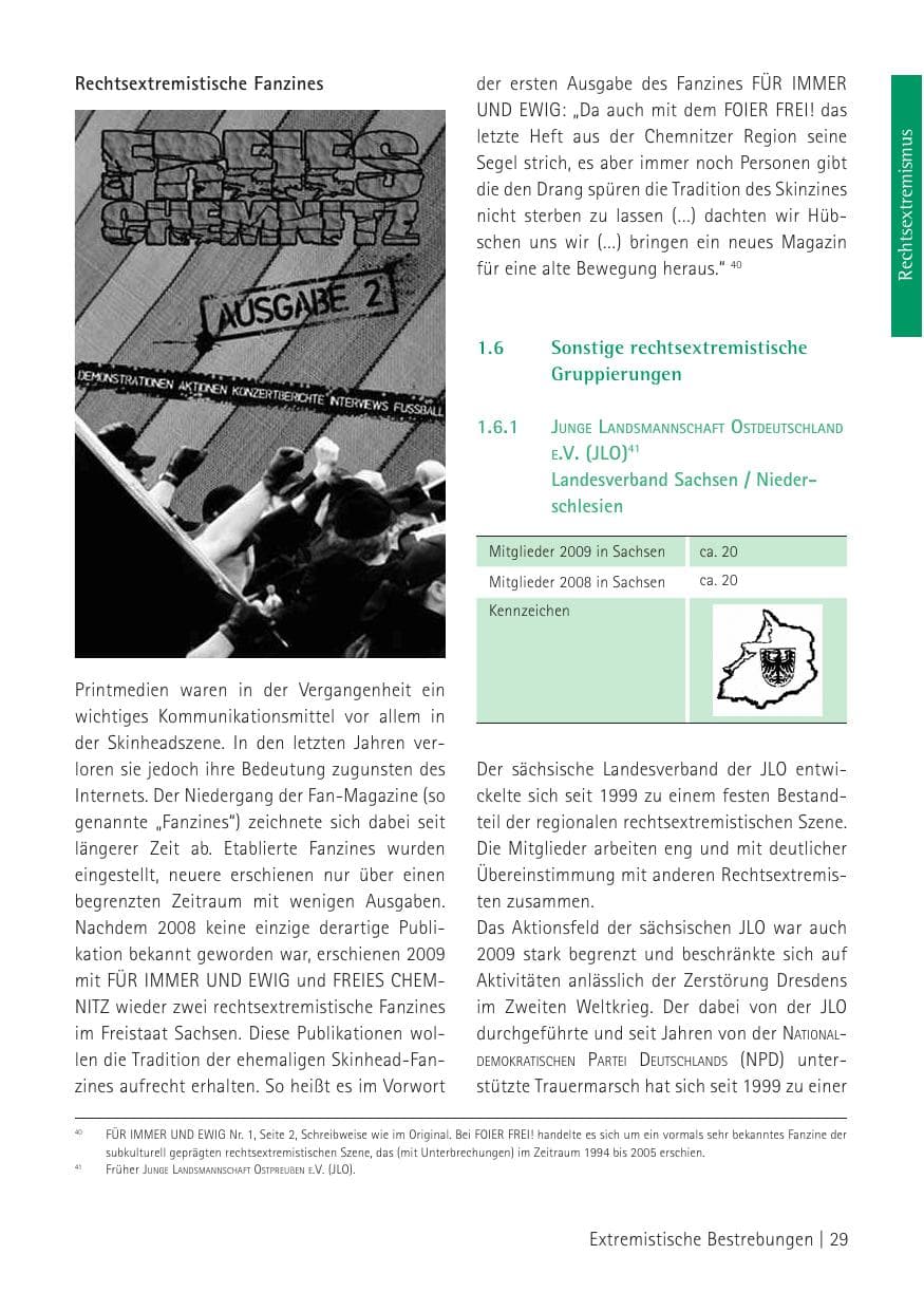 Seite 31 des Verfassungsschutzbericht 2009 Sachsen