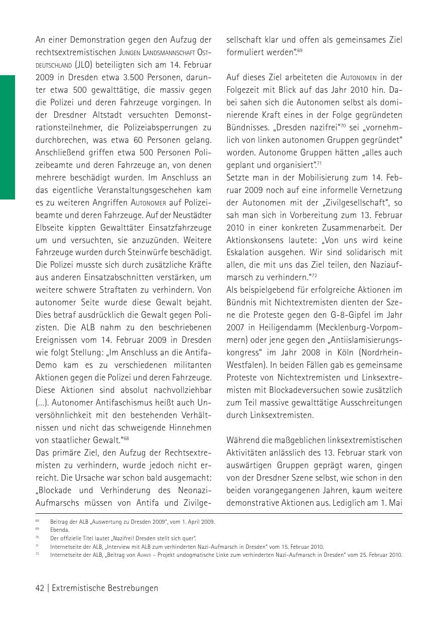 Seite 44 des Verfassungsschutzbericht 2009 Sachsen