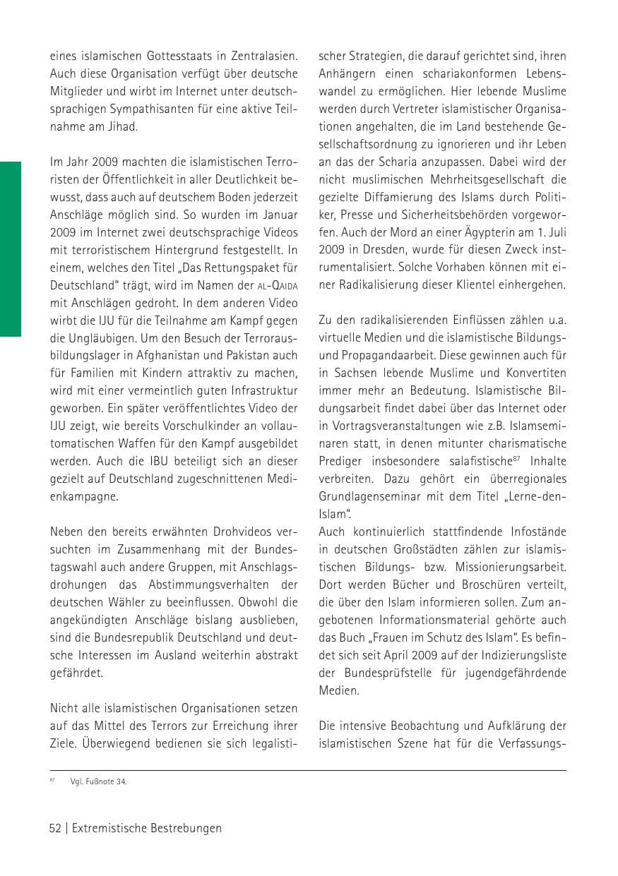Seite 54 des Verfassungsschutzbericht 2009 Sachsen