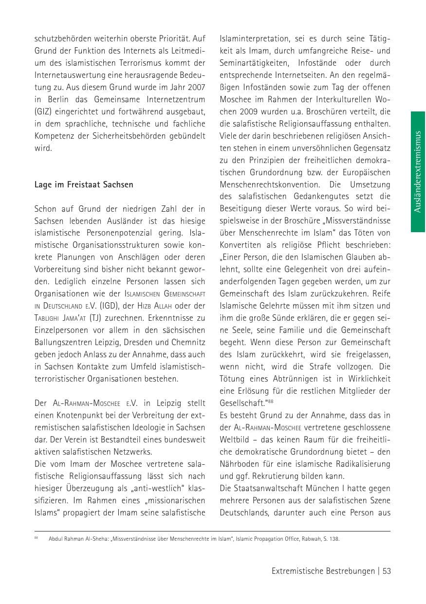 Seite 55 des Verfassungsschutzbericht 2009 Sachsen