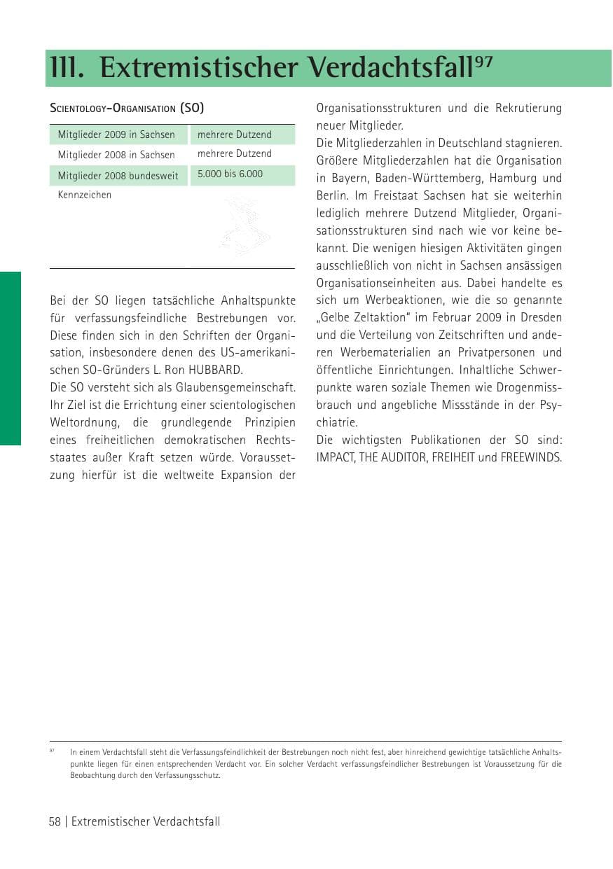 Seite 60 des Verfassungsschutzbericht 2009 Sachsen