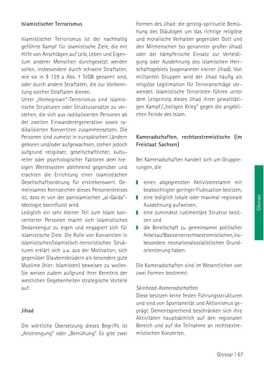 Seite 69 des Verfassungsschutzbericht 2009 Sachsen
