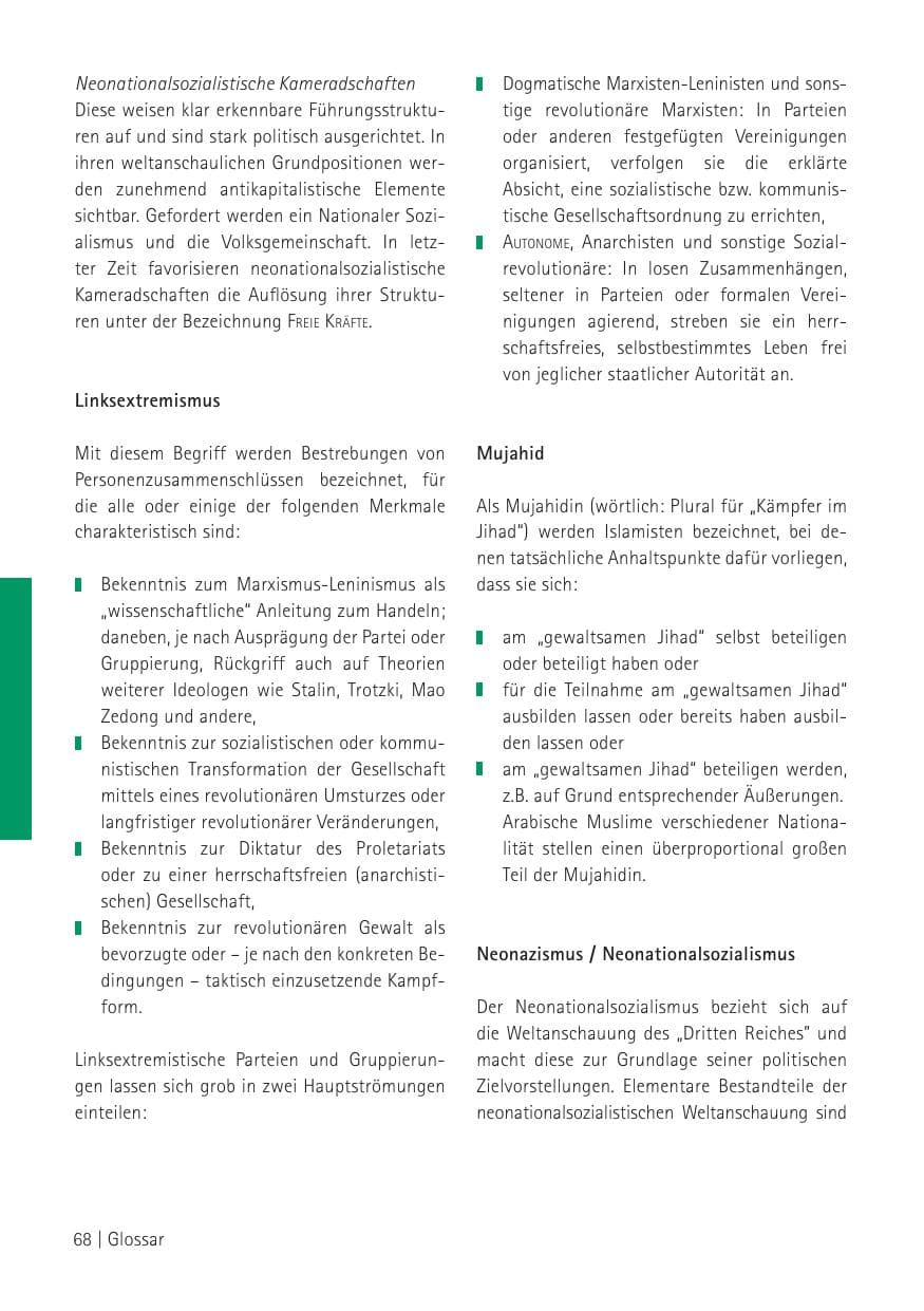 Seite 70 des Verfassungsschutzbericht 2009 Sachsen