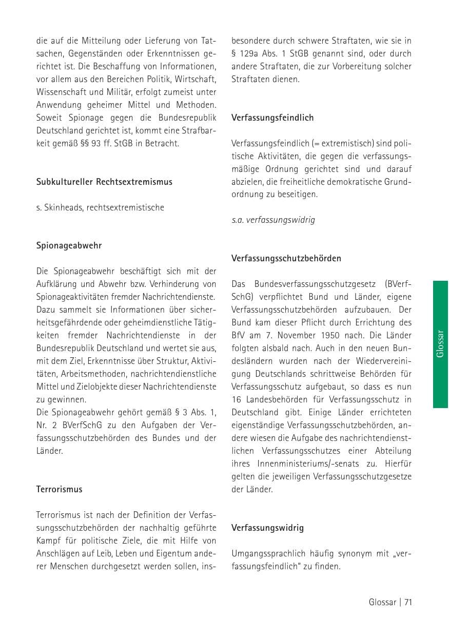 Seite 73 des Verfassungsschutzbericht 2009 Sachsen