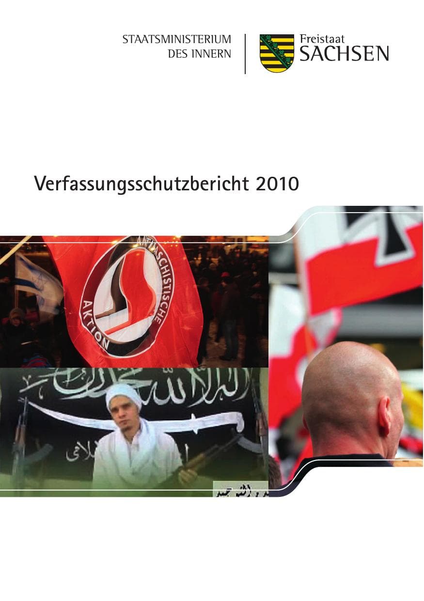 Seite 1 des Verfassungsschutzbericht 2010 Sachsen