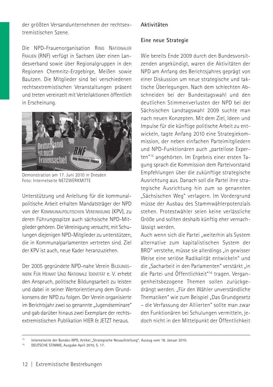 Seite 14 des Verfassungsschutzbericht 2010 Sachsen