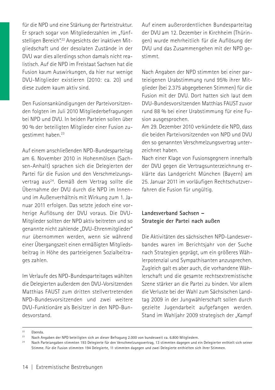 Seite 16 des Verfassungsschutzbericht 2010 Sachsen