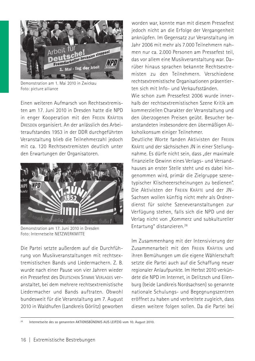 Seite 18 des Verfassungsschutzbericht 2010 Sachsen