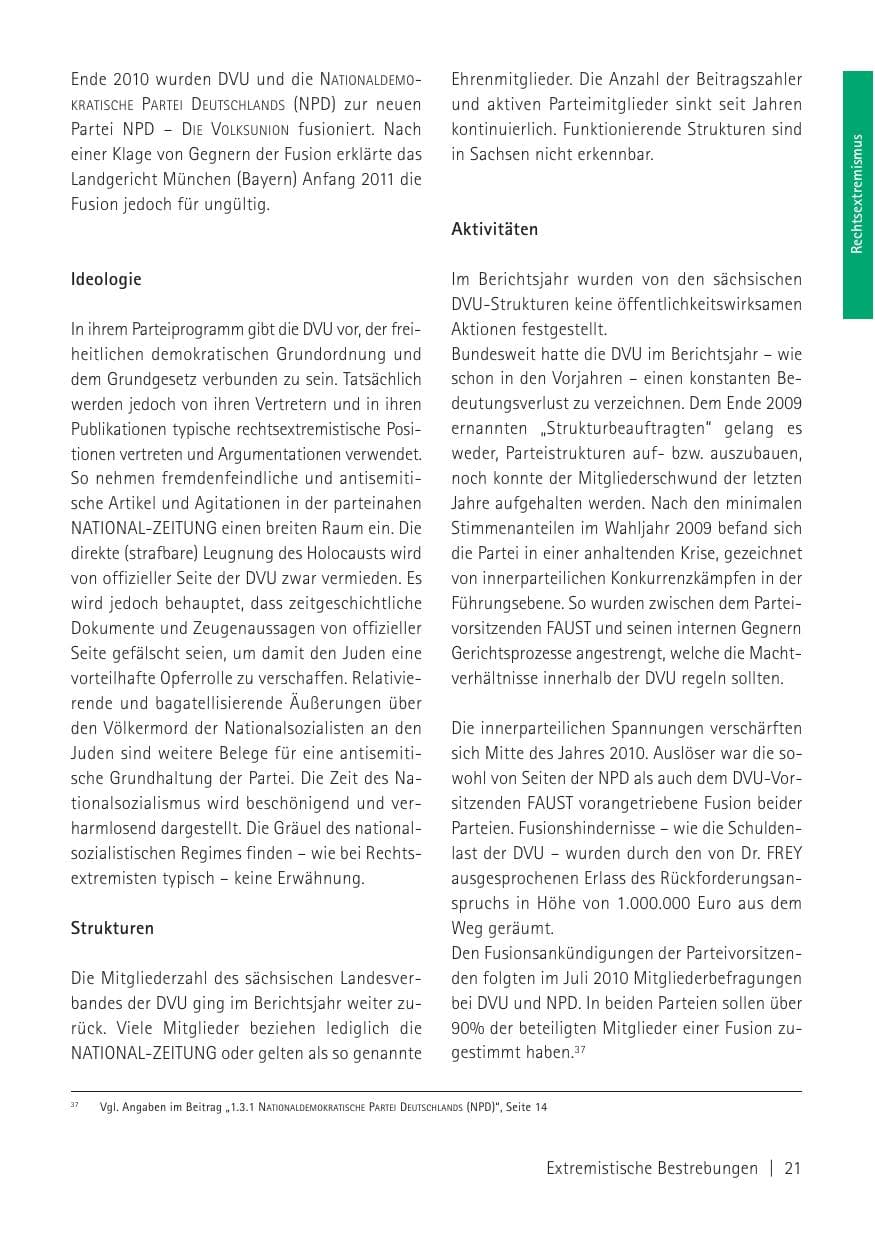 Seite 23 des Verfassungsschutzbericht 2010 Sachsen