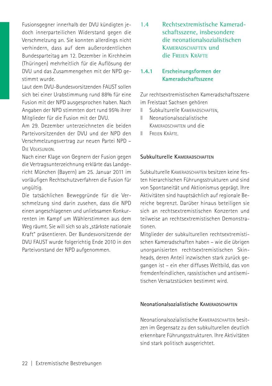 Seite 24 des Verfassungsschutzbericht 2010 Sachsen