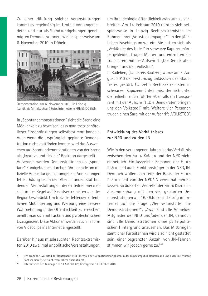 Seite 28 des Verfassungsschutzbericht 2010 Sachsen