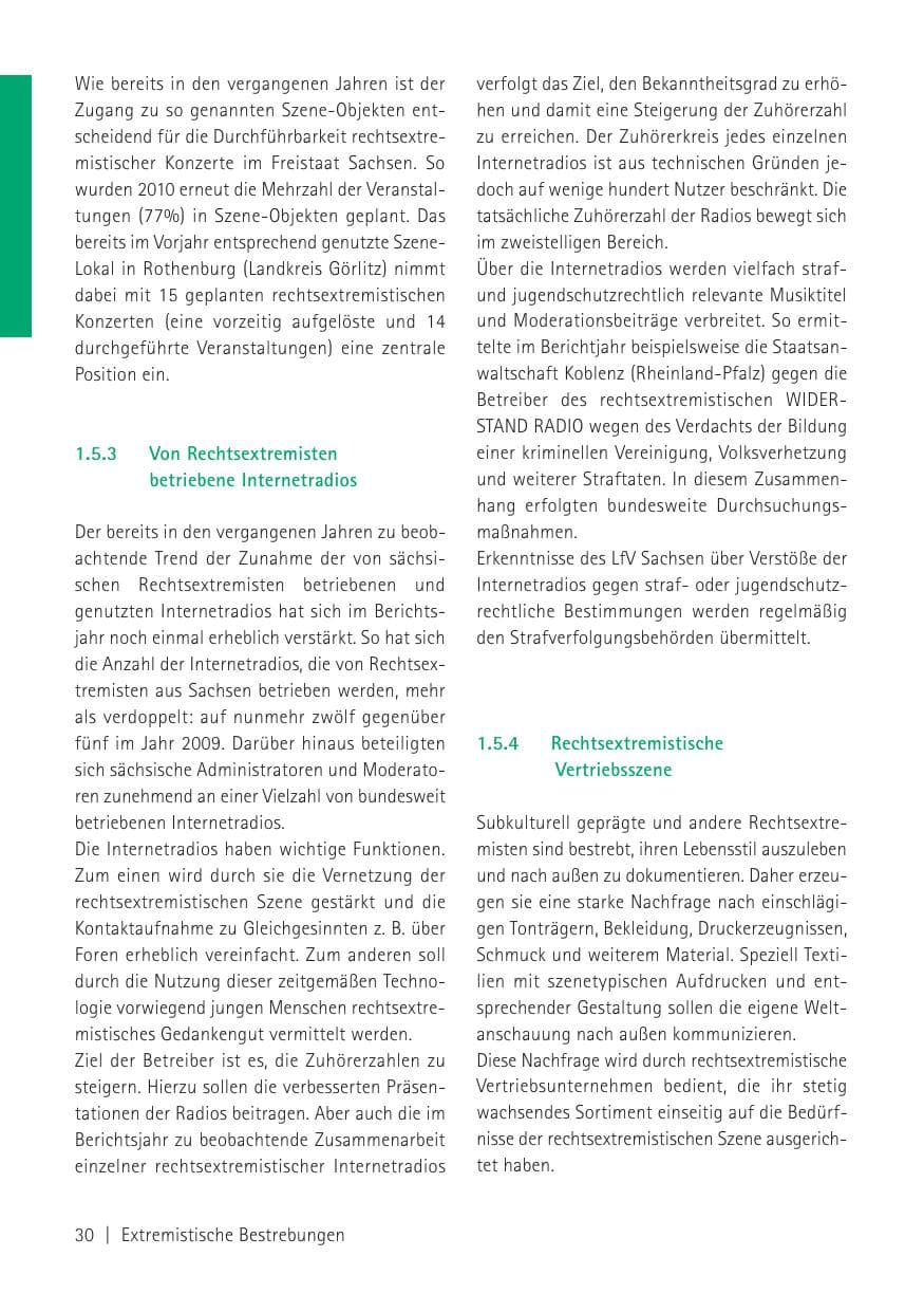Seite 32 des Verfassungsschutzbericht 2010 Sachsen