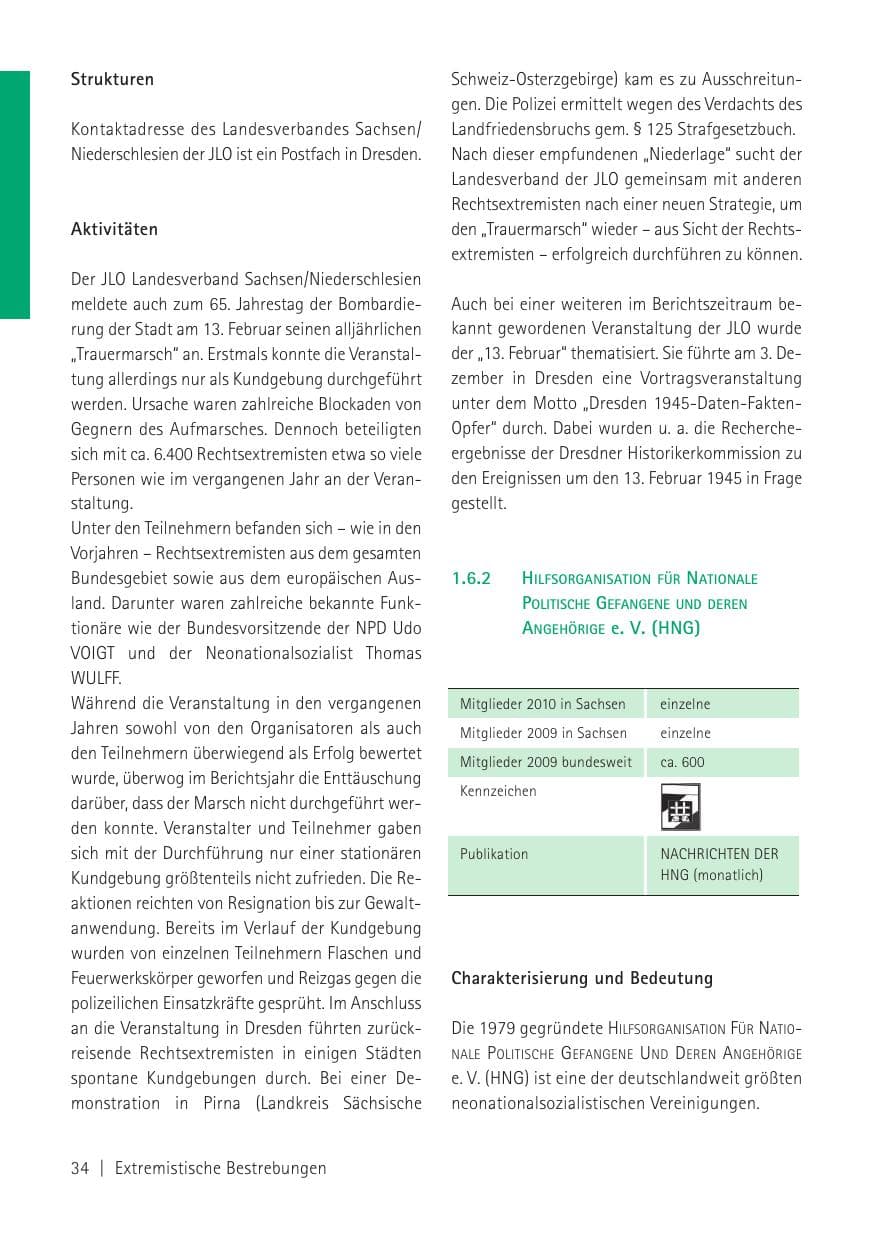 Seite 36 des Verfassungsschutzbericht 2010 Sachsen