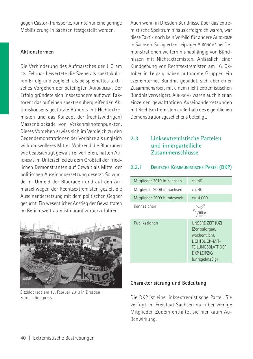 Seite 42 des Verfassungsschutzbericht 2010 Sachsen