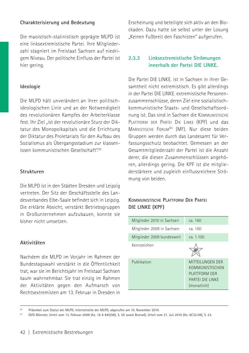 Seite 44 des Verfassungsschutzbericht 2010 Sachsen