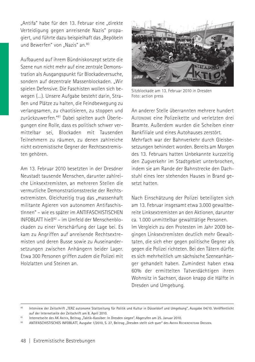 Seite 50 des Verfassungsschutzbericht 2010 Sachsen