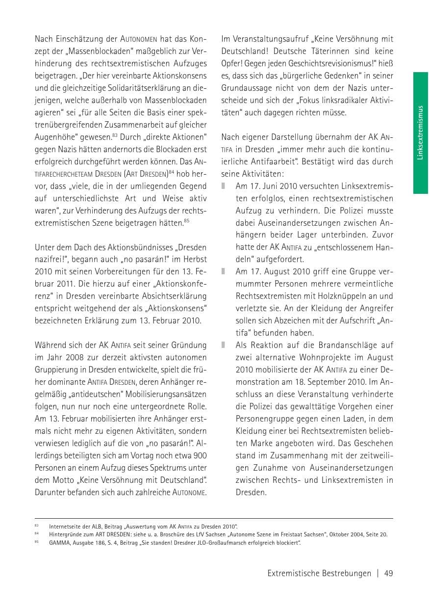 Seite 51 des Verfassungsschutzbericht 2010 Sachsen