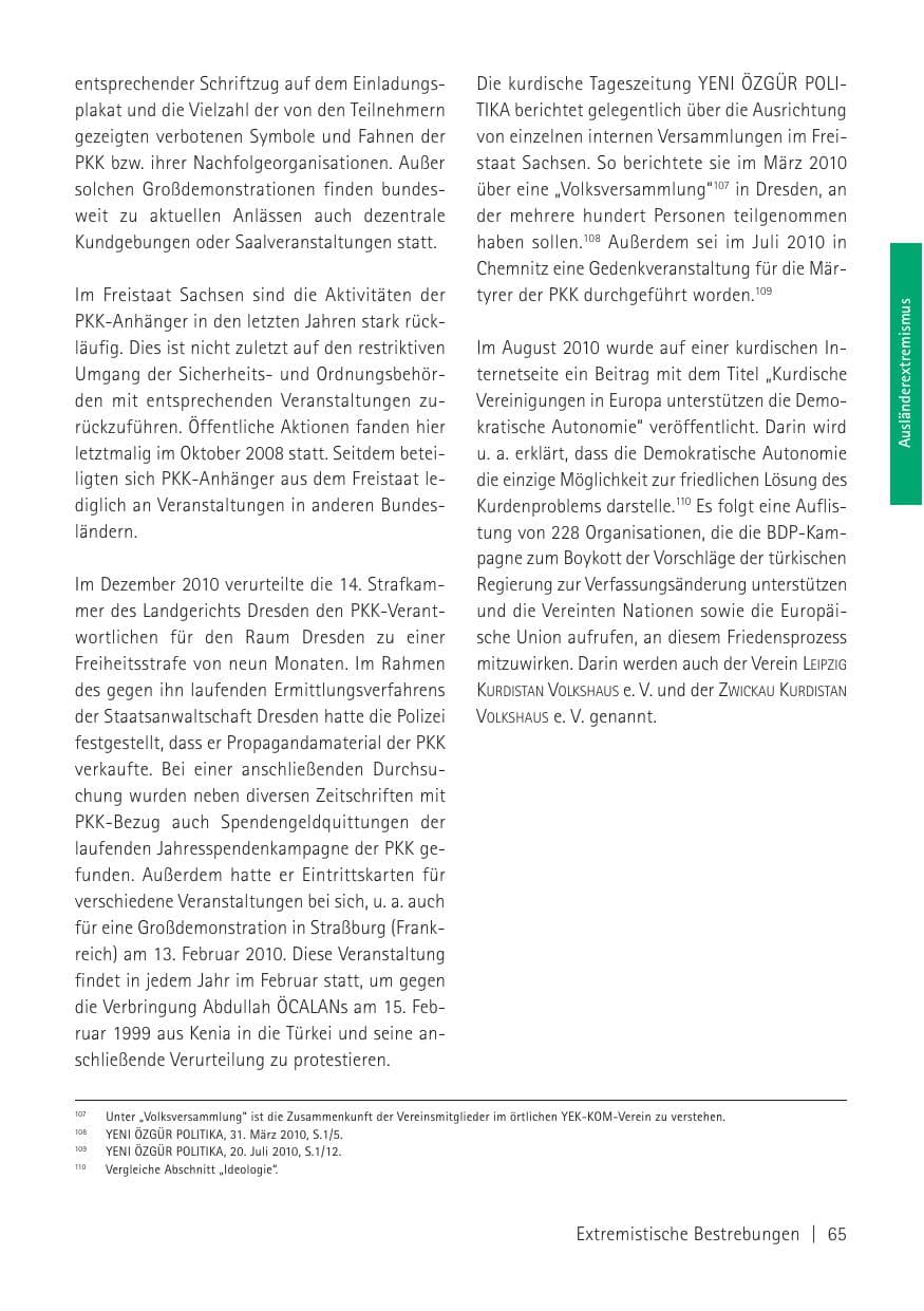 Seite 67 des Verfassungsschutzbericht 2010 Sachsen