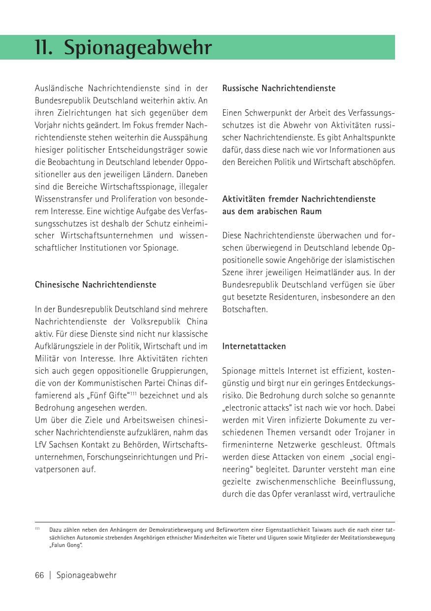 Seite 68 des Verfassungsschutzbericht 2010 Sachsen