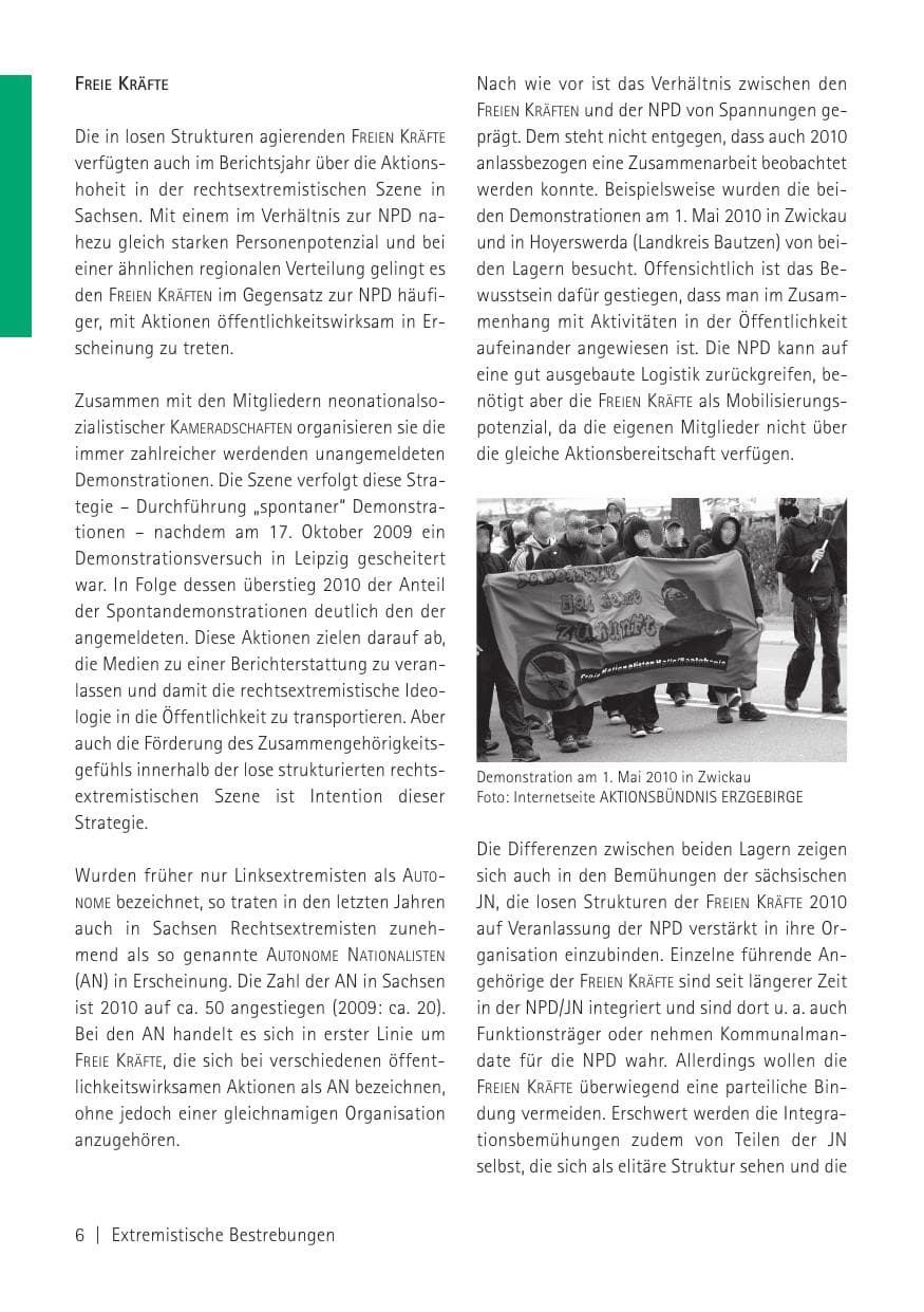 Seite 8 des Verfassungsschutzbericht 2010 Sachsen