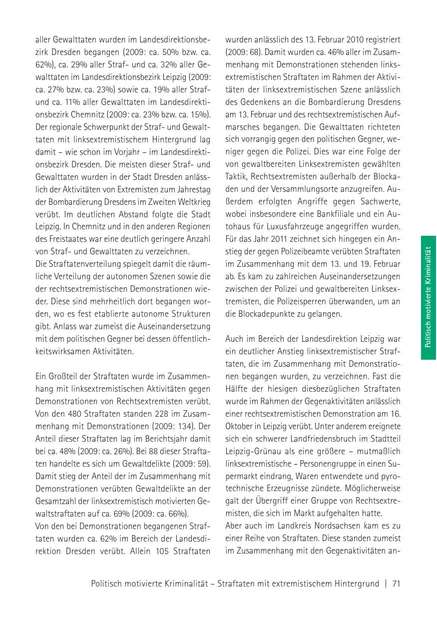 Seite 73 des Verfassungsschutzbericht 2010 Sachsen