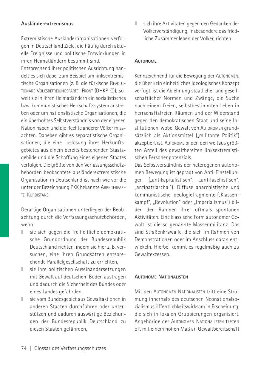 Seite 76 des Verfassungsschutzbericht 2010 Sachsen