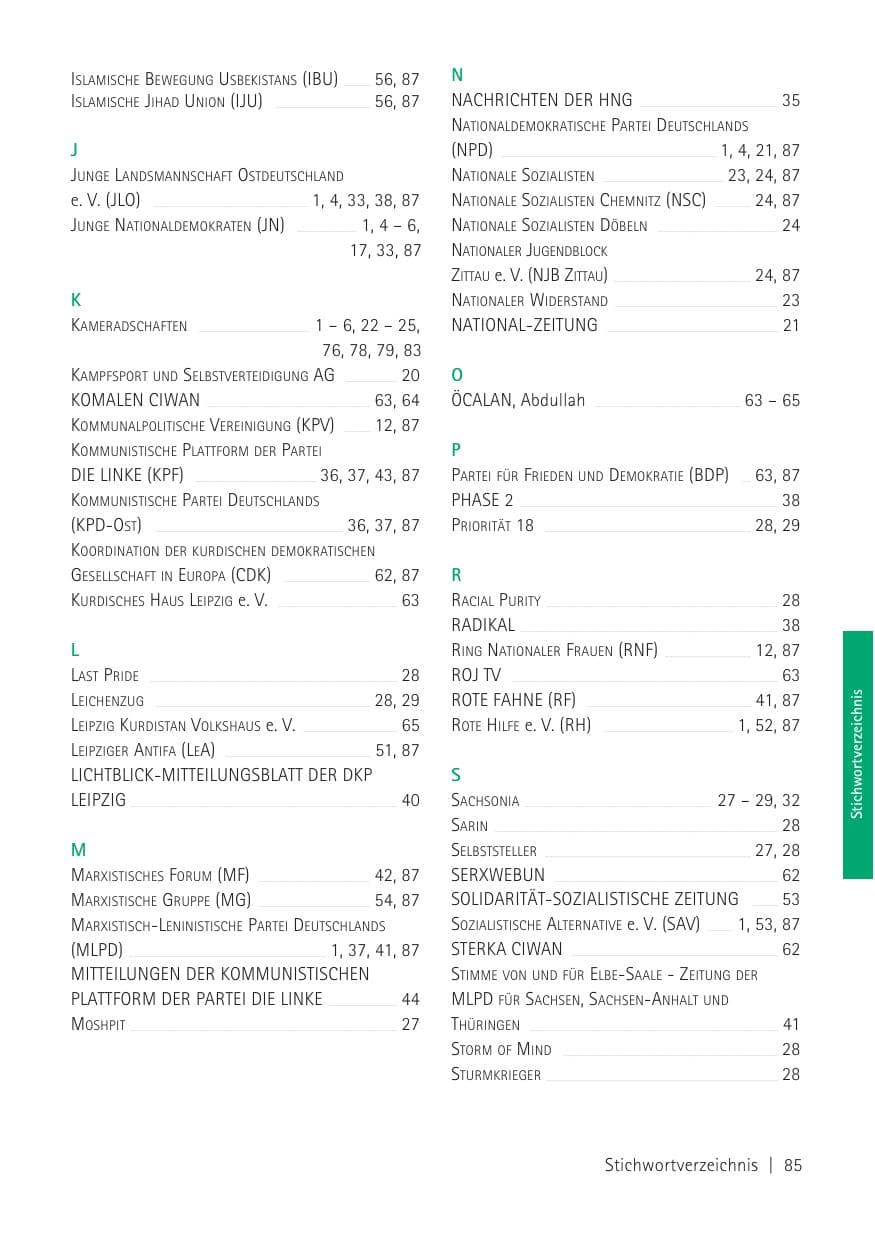 Seite 87 des Verfassungsschutzbericht 2010 Sachsen