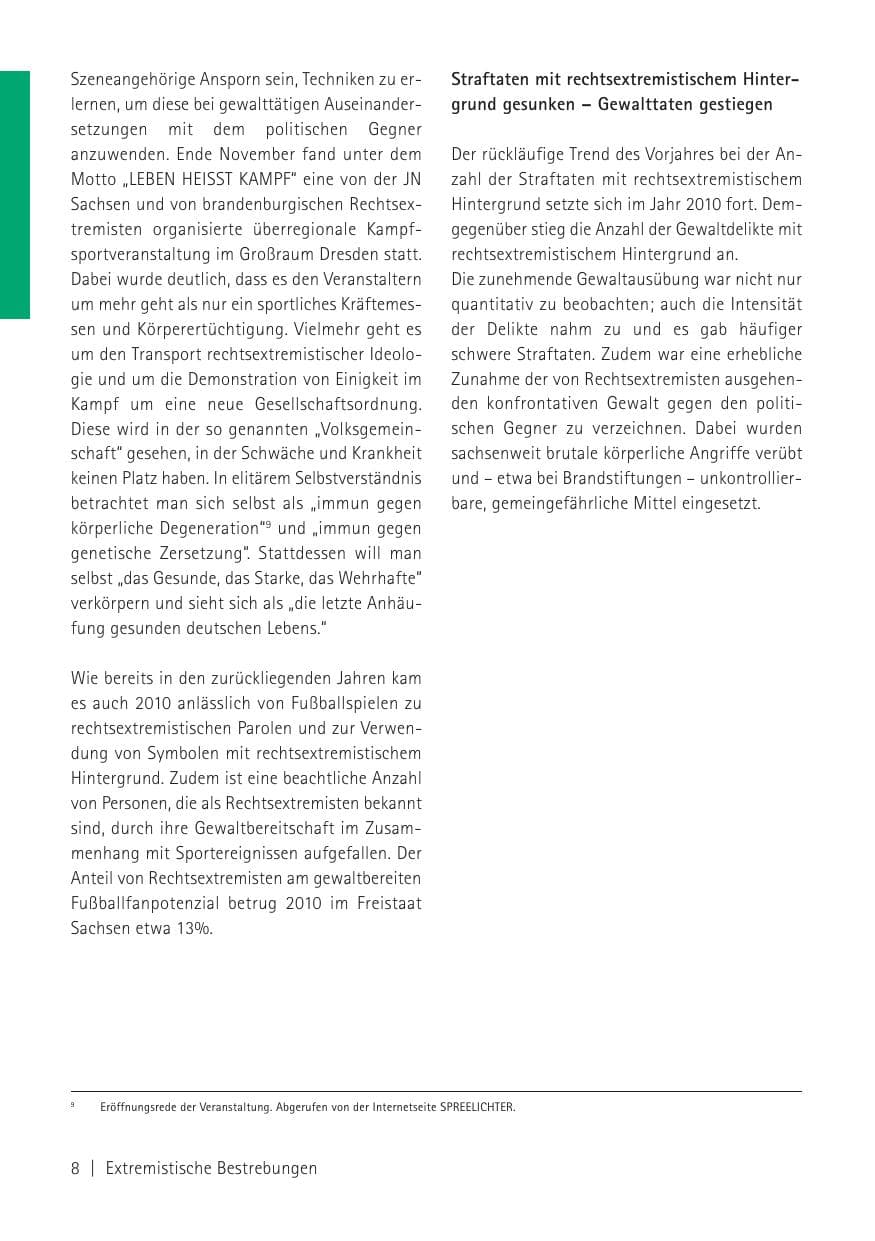 Seite 10 des Verfassungsschutzbericht 2010 Sachsen